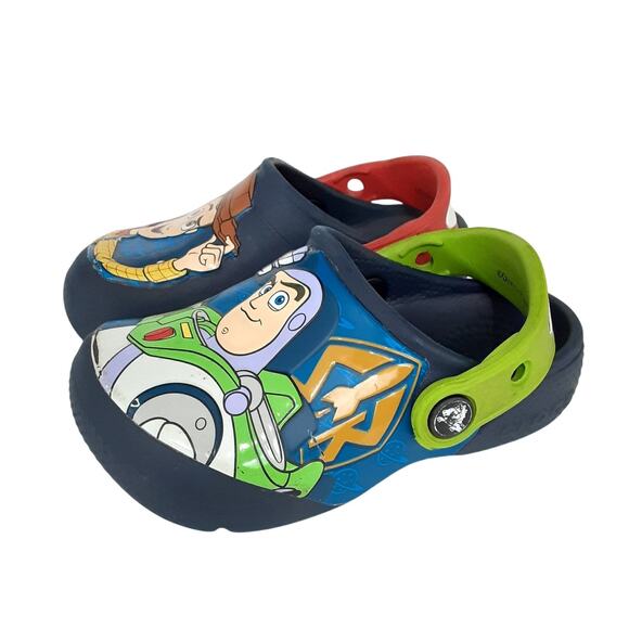 Crocs Disney Toy Story Buzz & Woody Clogs Blue Slip On Comfort Boys 8 Water Shoe - Picture 3 of 9